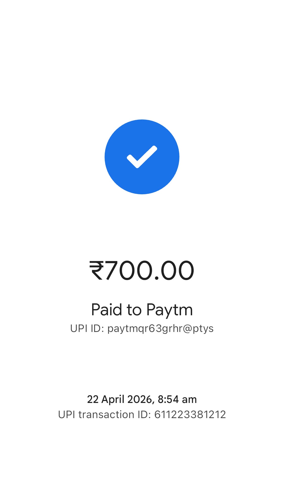 UPI payment receipt of ₹700 for AI avatar video